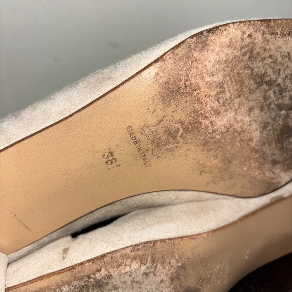 Camper Twins | Italy | Beige Suede Leather | Block Heel | Square‎ Toe | Pump - Picture 8 of 11